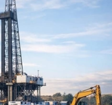 Taladro de perforación terrestre operando en locación